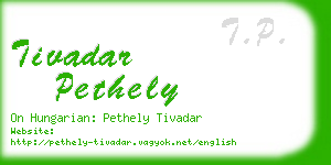 tivadar pethely business card